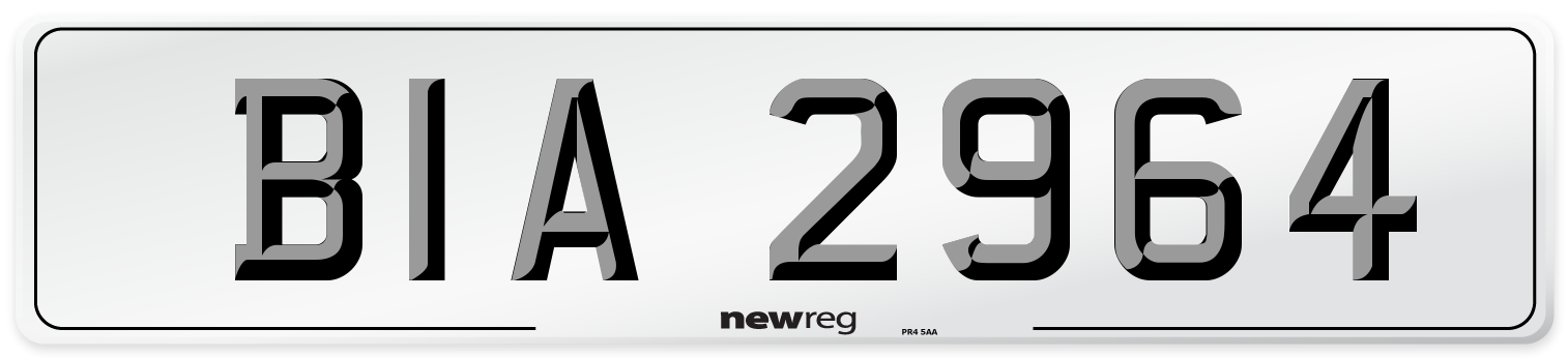BIA 2964 Number Plate from New Reg